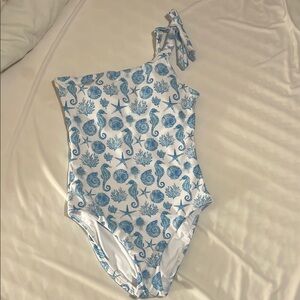 Aqua Blue and White Sea Life Swimsuit